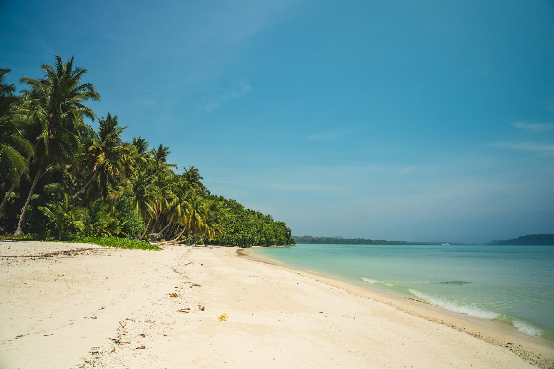 Quiet white-sand cove on Havelock Island, Andamans